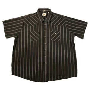 ELY CATTLEMAN Big Man 4X SS Black Red White Pearl Snap Striped 2-Pocket Shirt